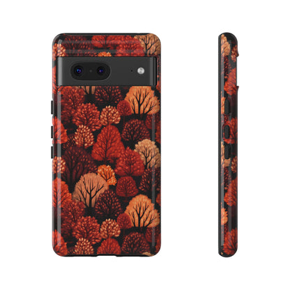 Crimson Forest: Autumn Trees in Vibrant Detail - Tough Phone Case