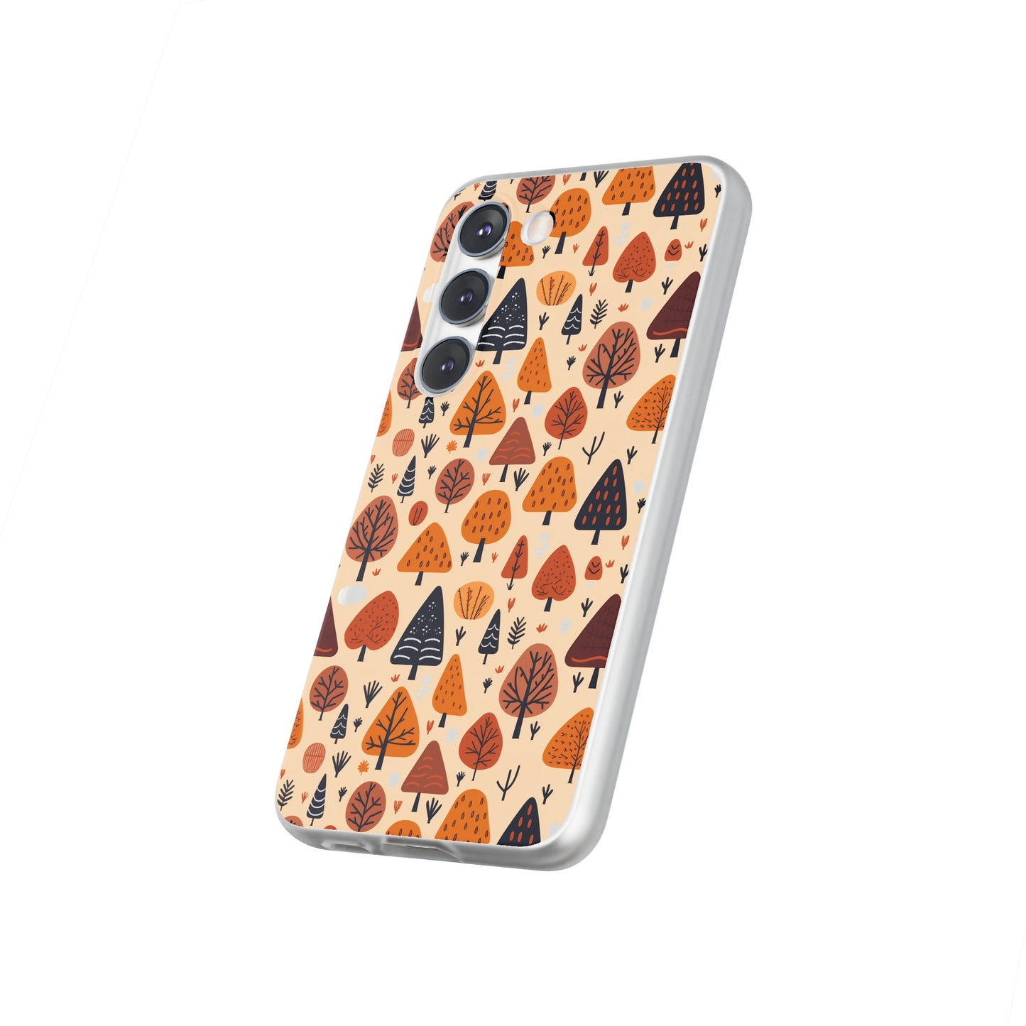 Terracotta Tree Tapestry: A Playful Autumn Mosaic - Flexible Phone Case