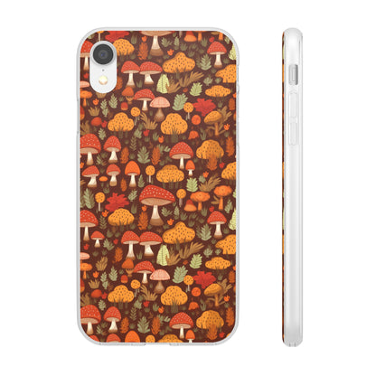 Autumn Spore Wonderland: Enchanting Mushroom and Leaf Designs - Flexible Phone Case