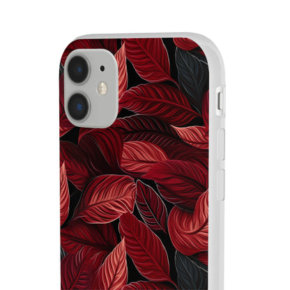 Scarlet Whispers: Lush Autumn Colours in Botanical Bliss - Flexible Phone Case