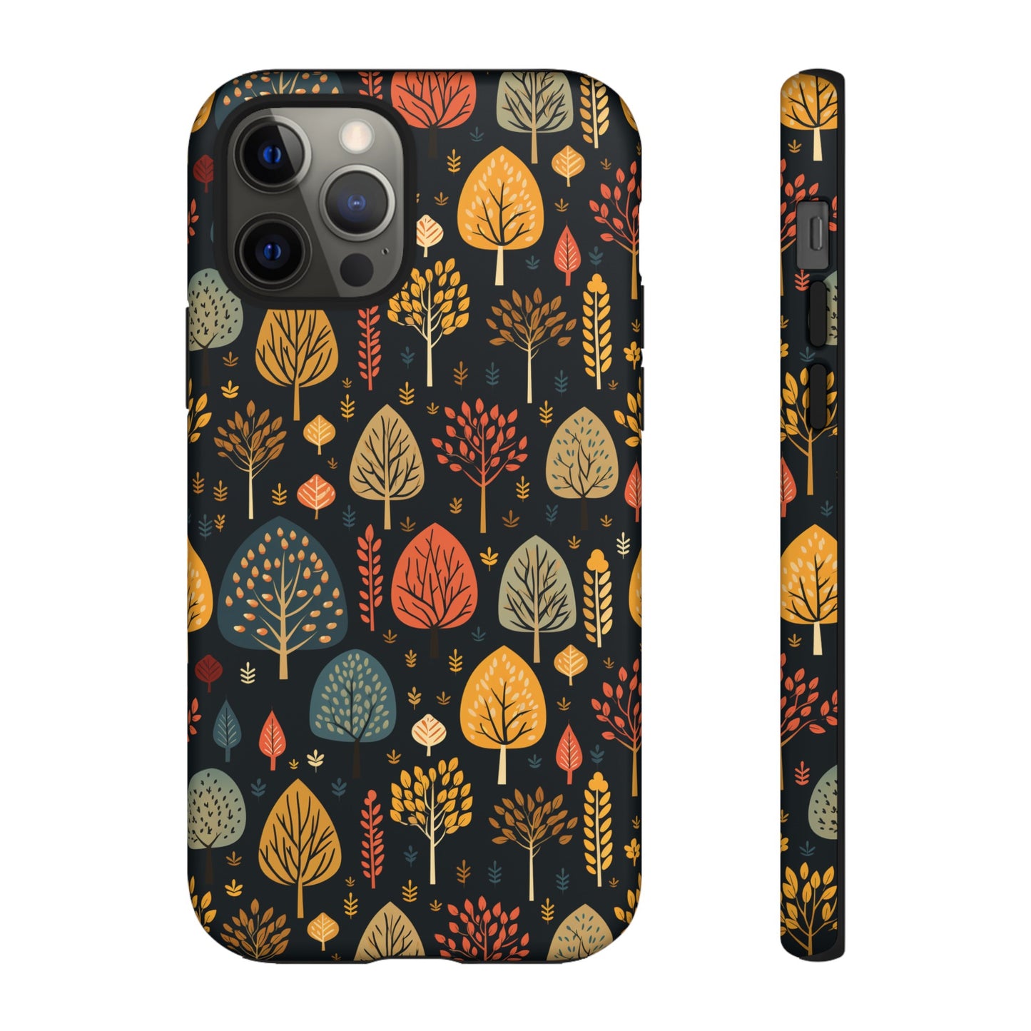 Mid-Century Mosaic: Dappled Leaves and Folk Imagery - Tough Phone Case