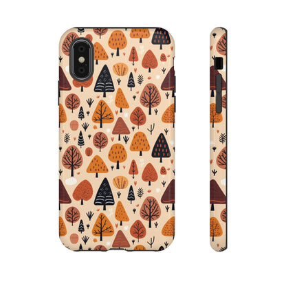 Terracotta Tree Tapestry: A Playful Autumn Mosaic - Tough Phone Case