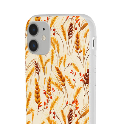 Golden Harvest: An Autumn Collage of Wheat and Berries - Flexible Phone Case