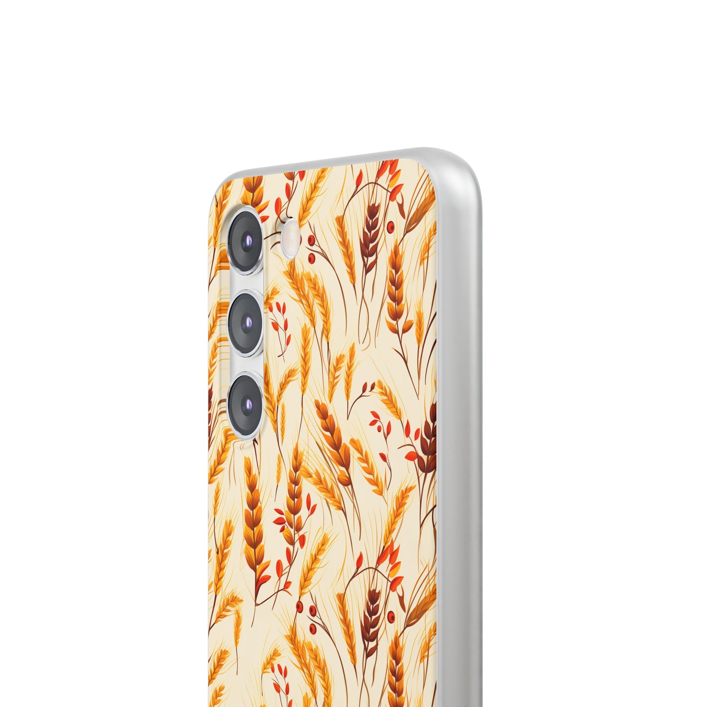 Golden Harvest: An Autumn Collage of Wheat and Berries - Flexible Phone Case