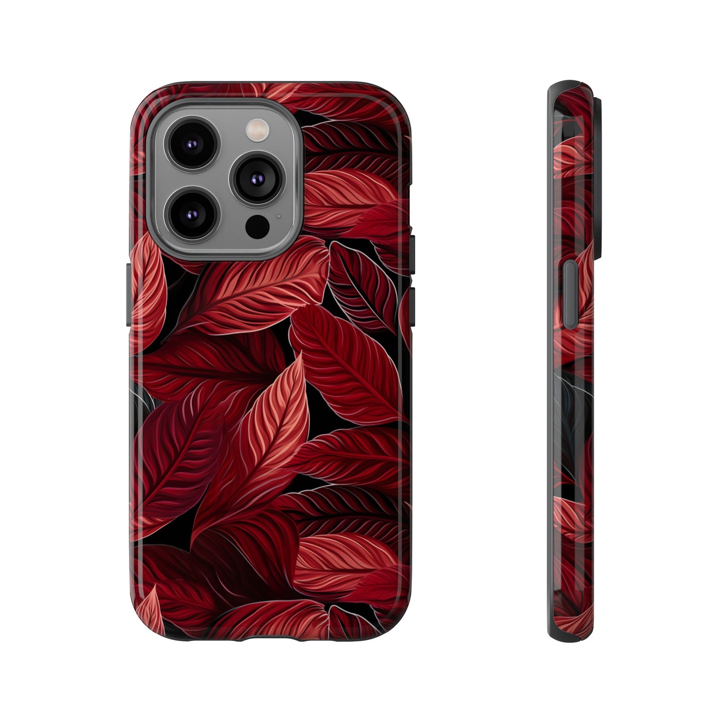 Scarlet Whispers: Lush Autumn Colours in Botanical Bliss - Tough Phone Case