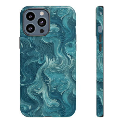 Azure Depths: Layered Blue Topographic Design Tough Phone Case