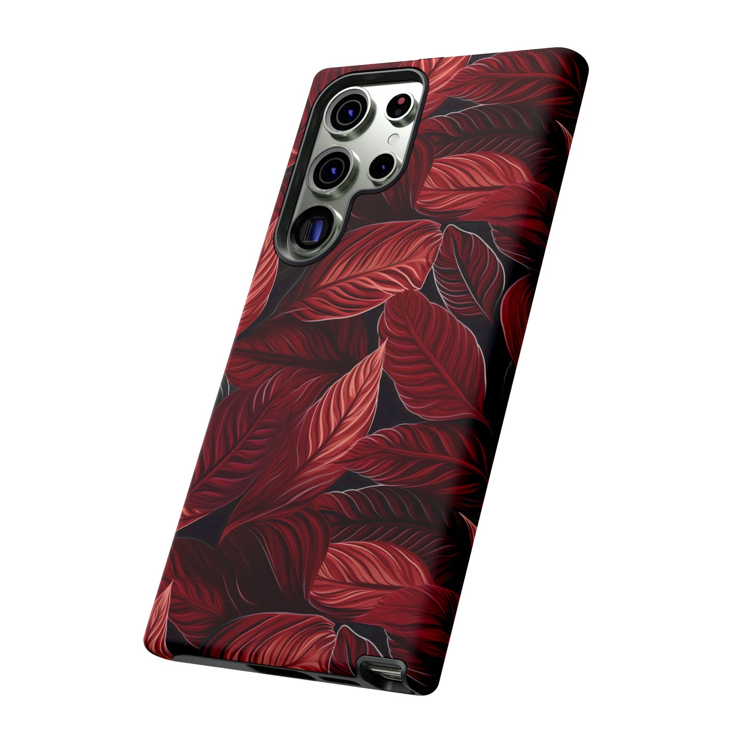 Scarlet Whispers: Lush Autumn Colours in Botanical Bliss - Tough Phone Case