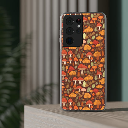 Autumn Spore Wonderland: Enchanting Mushroom and Leaf Designs - Flexible Phone Case