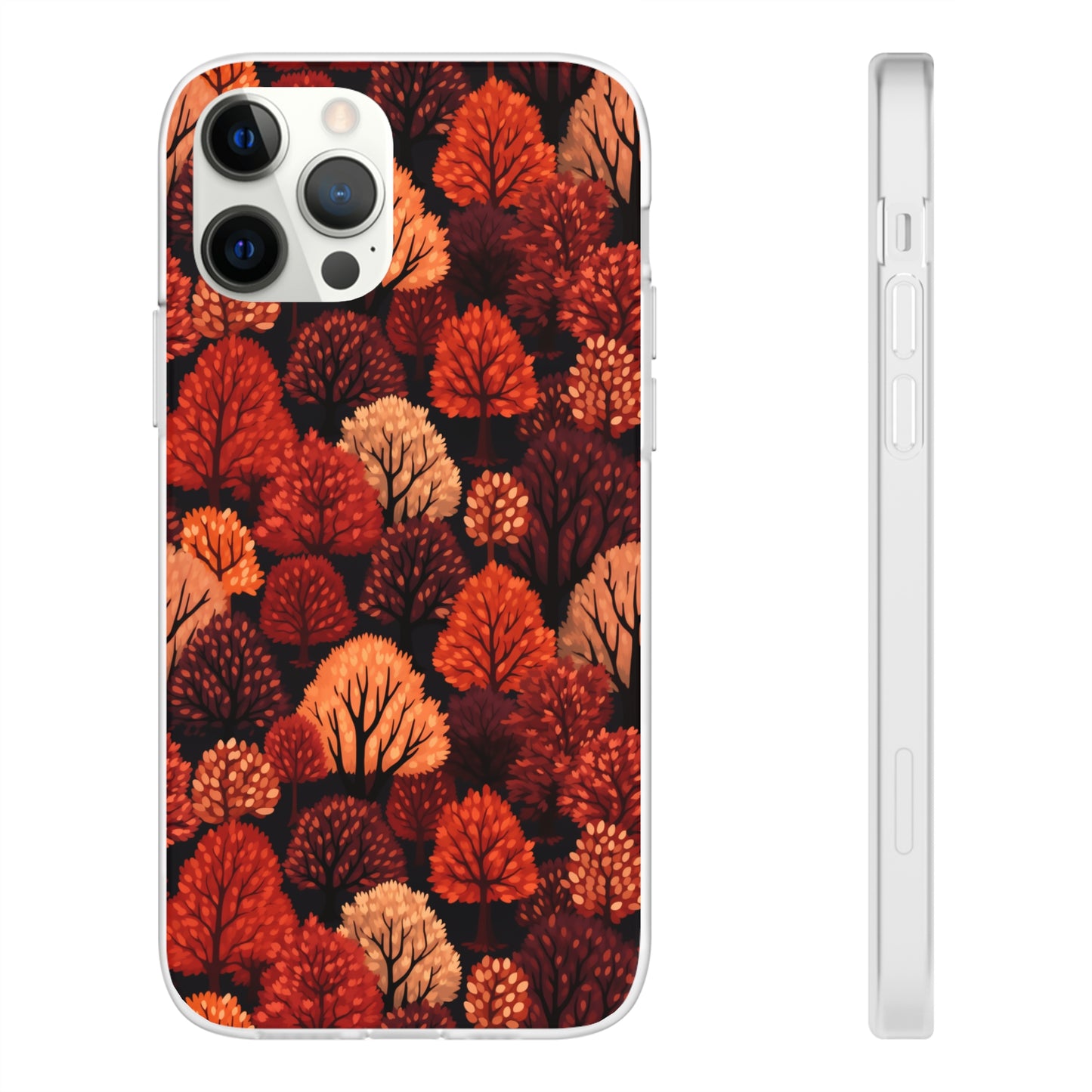 Crimson Forest: Autumn Trees in Vibrant Detail - Flexible Phone Case