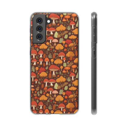 Autumn Spore Wonderland: Enchanting Mushroom and Leaf Designs - Flexible Phone Case