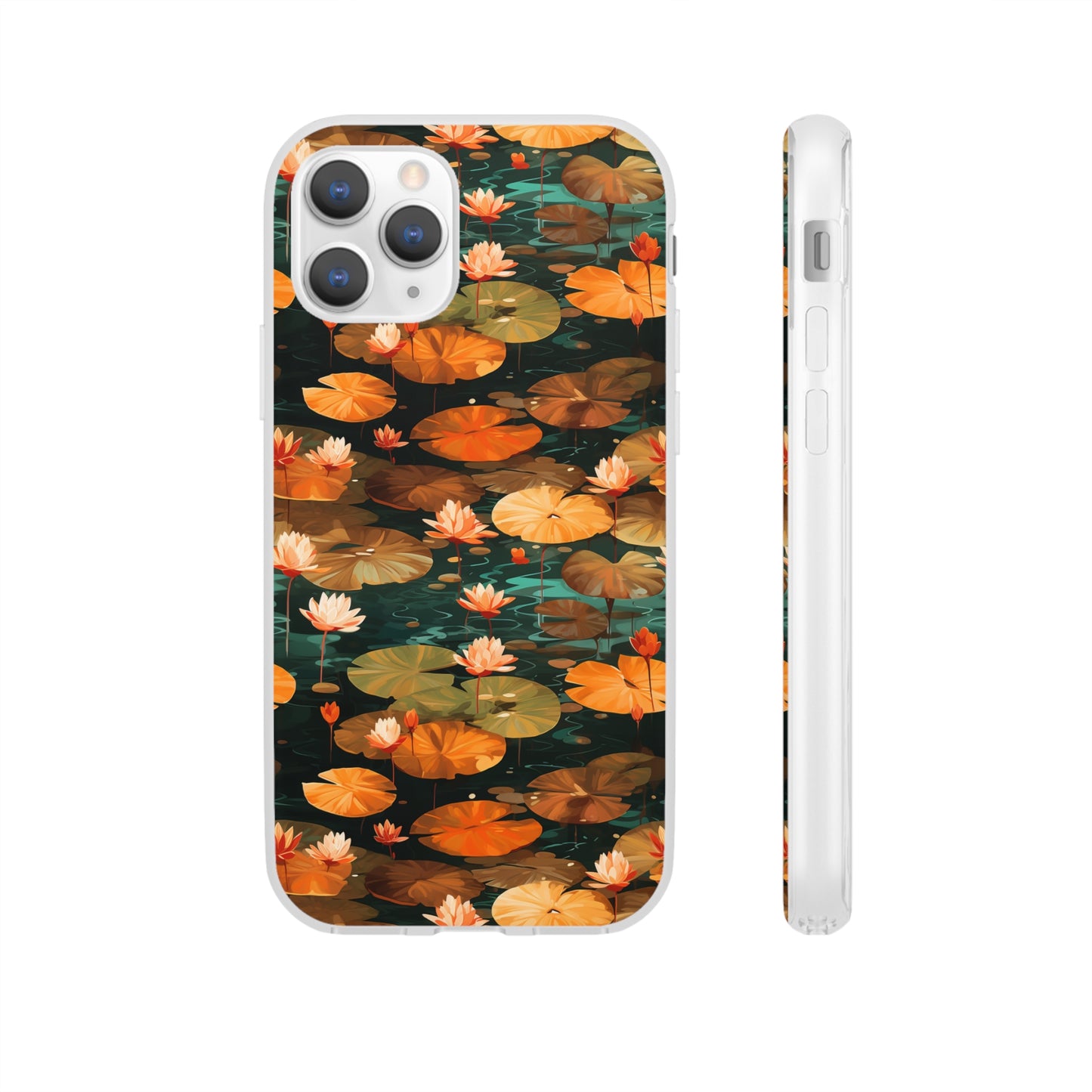 Orange Lotus Whisper: Autumn on the Water - Flexible Phone Case