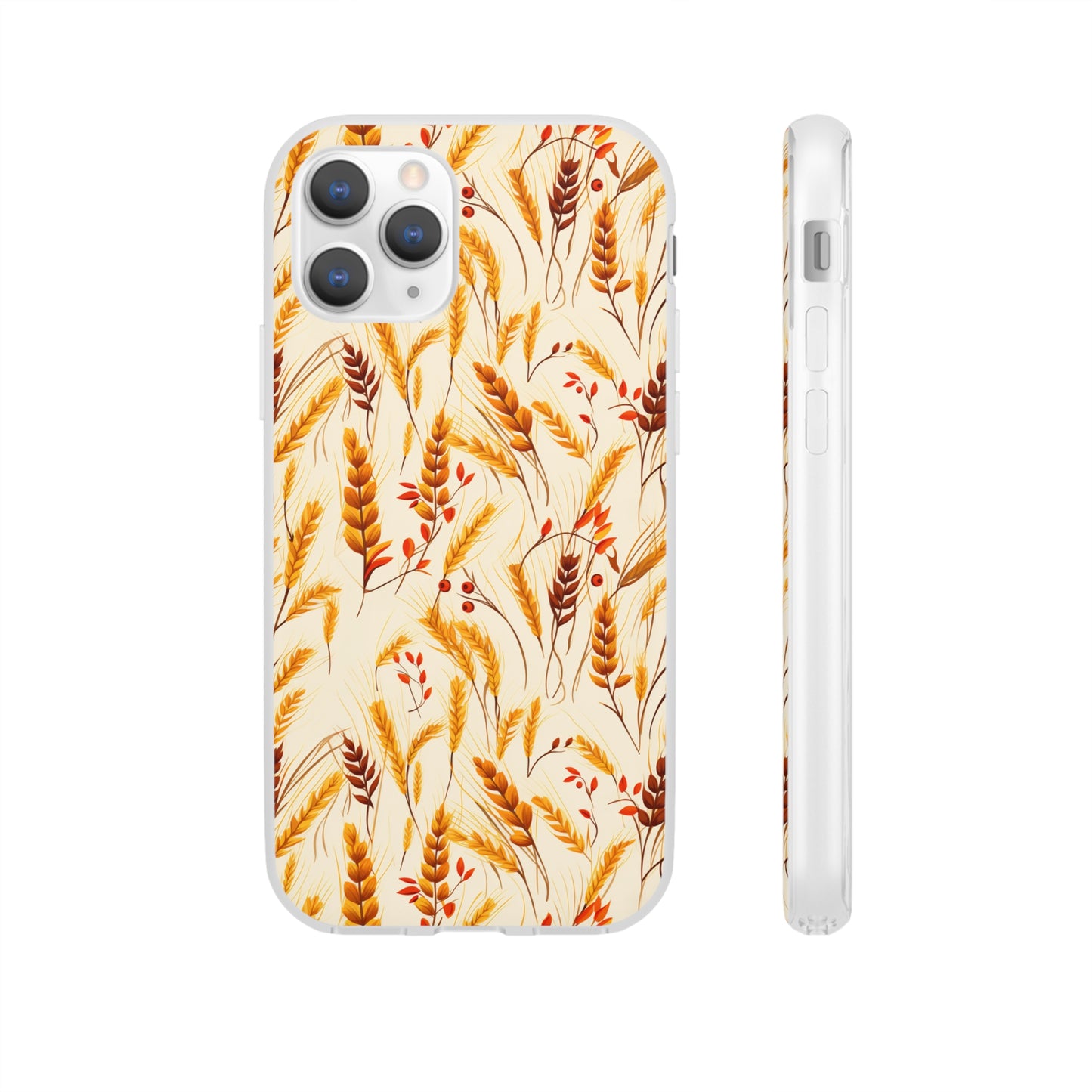 Golden Harvest: An Autumn Collage of Wheat and Berries - Flexible Phone Case