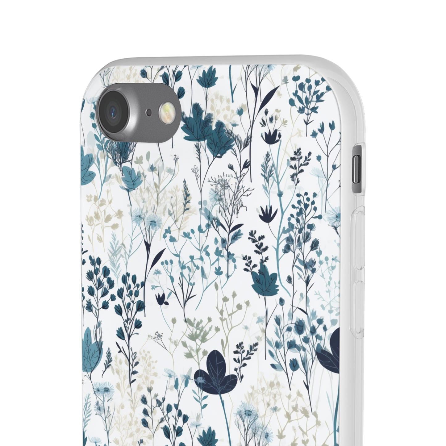 Serene Blue Wildflower Phone Case - Elegant White Background Design - Spring Collection - Flexi Cases Phone Case Pattern Symphony   