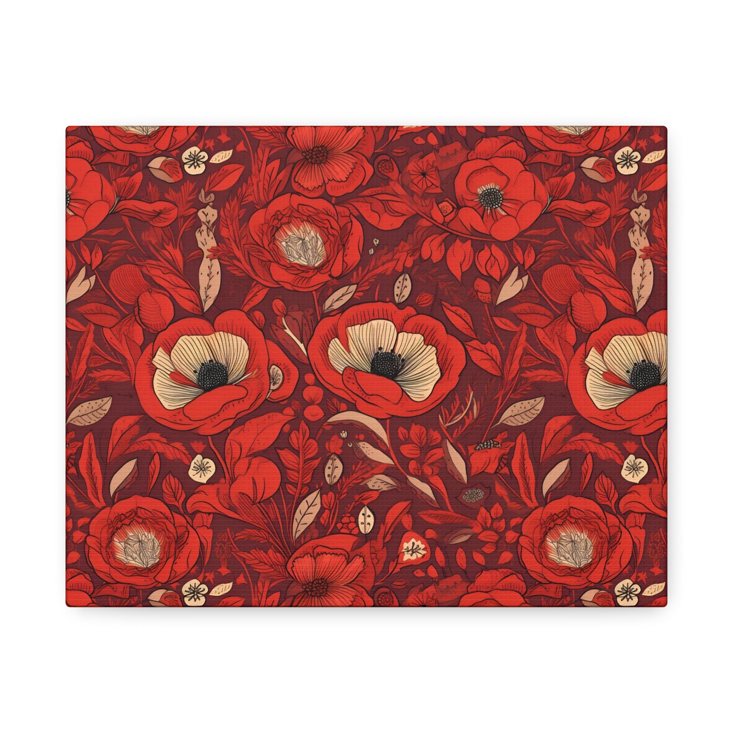 Radiant Spring Blossoms - Vibrant Red Floral Design - Wall Art Canvas