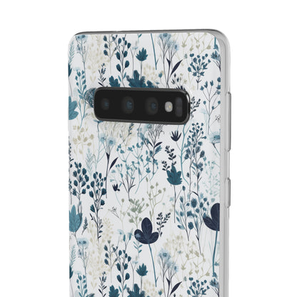 Serene Blue Wildflower Phone Case - Elegant White Background Design - Spring Collection - Flexi Cases Phone Case Pattern Symphony   