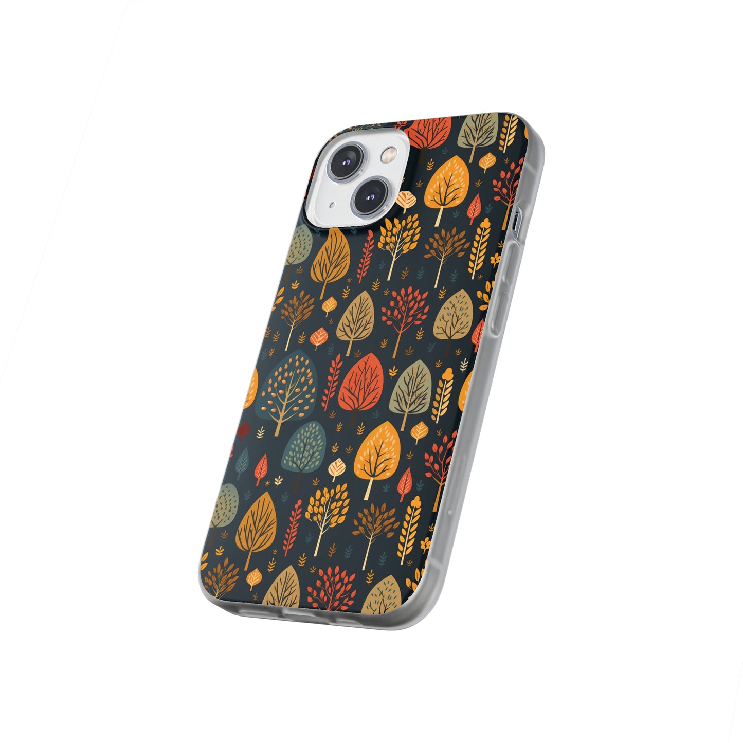 Mid-Century Mosaic: Dappled Leaves and Folk Imagery - Flexible Phone Case