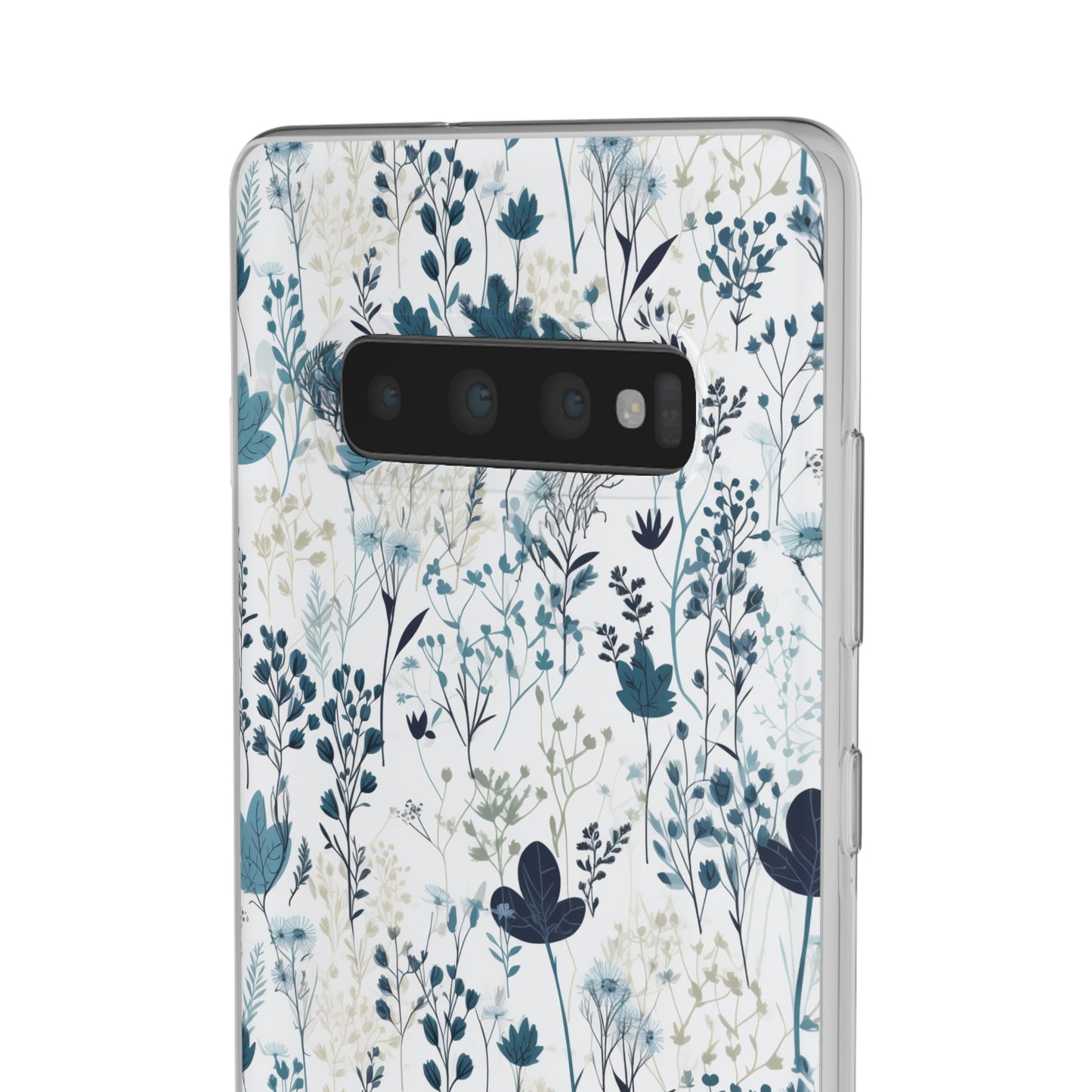 Serene Blue Wildflower Phone Case - Elegant White Background Design - Spring Collection - Flexi Cases Phone Case Pattern Symphony   