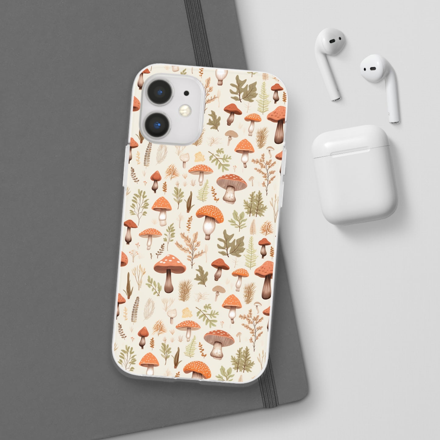 Mushroom Haven - Autumnal Tones Botanical illustration - Flexible Phone Case