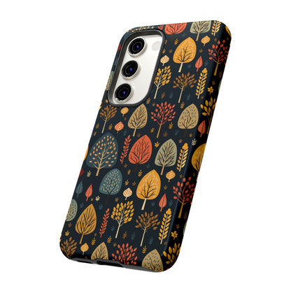 Mid-Century Mosaic: Dappled Leaves and Folk Imagery - Tough Phone Case