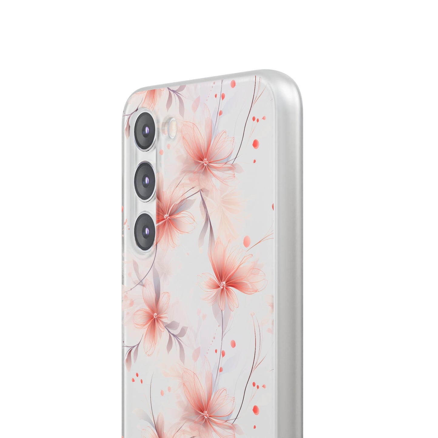 Whispering Petals: Subtle Grey & Pastel Red Gradient Phone Case