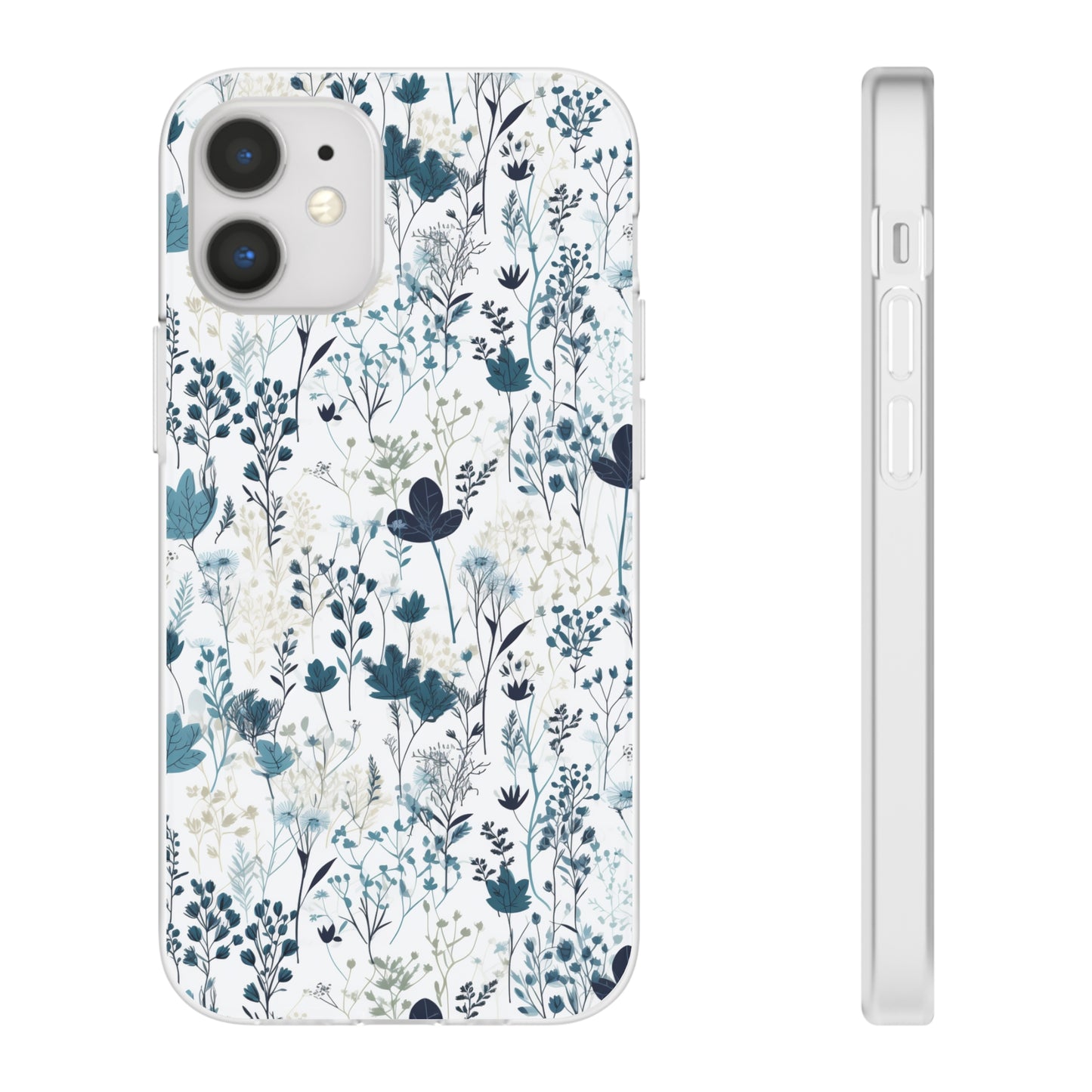 Serene Blue Wildflower Phone Case - Elegant White Background Design - Spring Collection - Flexi Cases Phone Case Pattern Symphony   