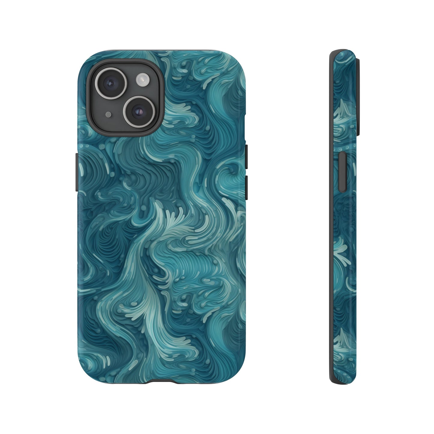 Azure Depths: Layered Blue Topographic Design Tough Phone Case