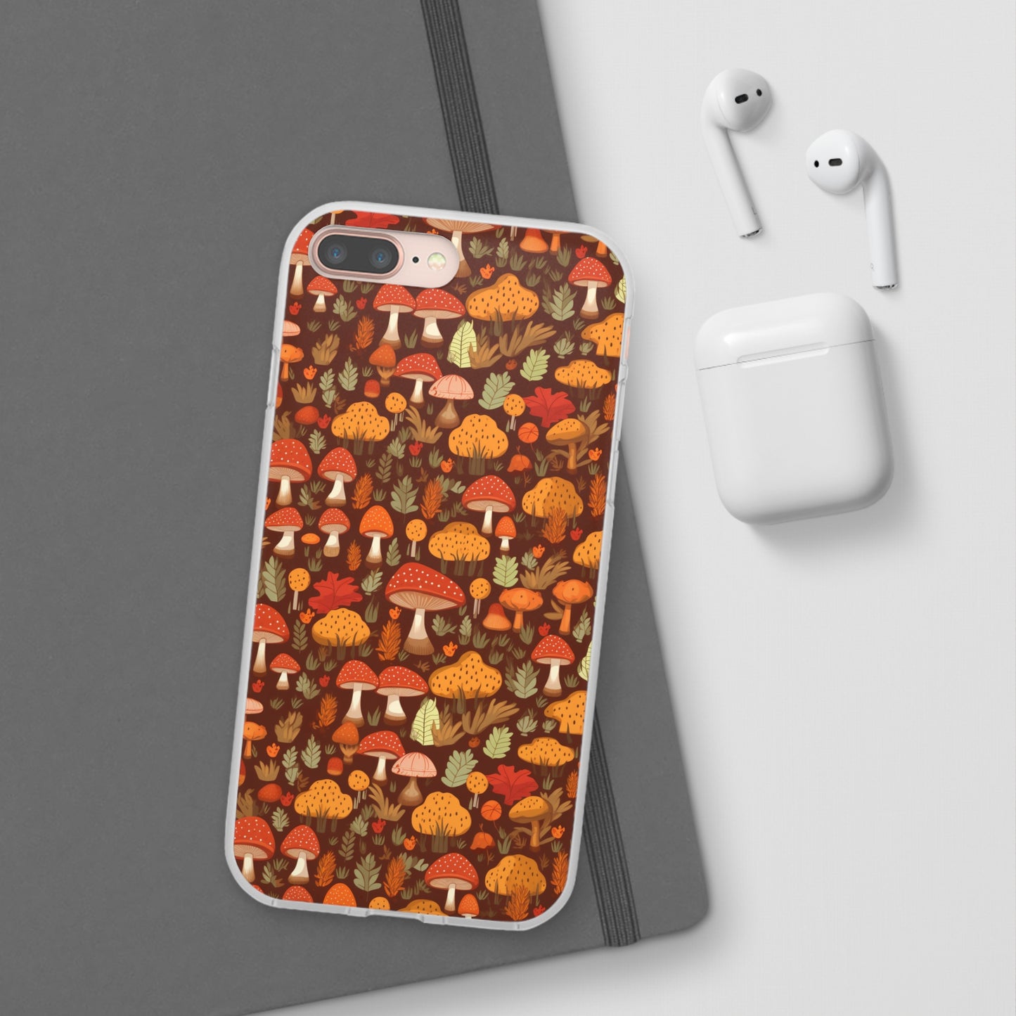 Autumn Spore Wonderland: Enchanting Mushroom and Leaf Designs - Flexible Phone Case