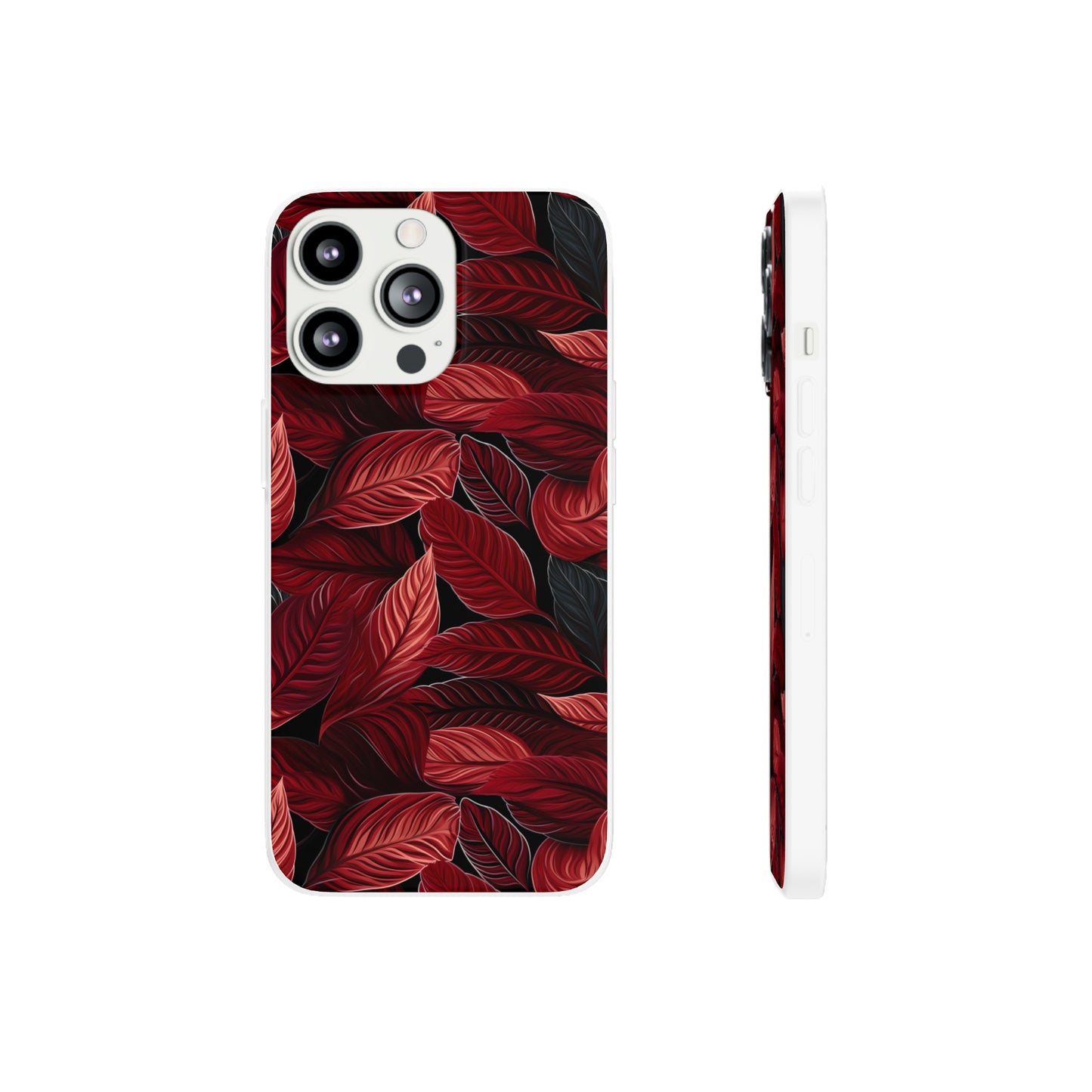 Scarlet Whispers: Lush Autumn Colours in Botanical Bliss - Flexible Phone Case