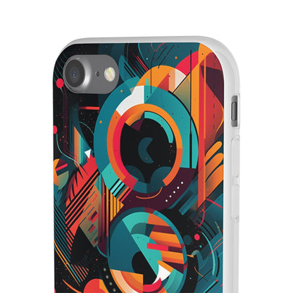 Vibrant Geometric Fusion Phone Case - Bold Squares & Circles Design - Flexi Cases Phone Case Pattern Symphony   