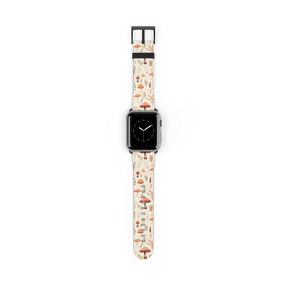 Mushroom Haven: Autumnal Tones Botanical Illustration - Apple Watch Strap