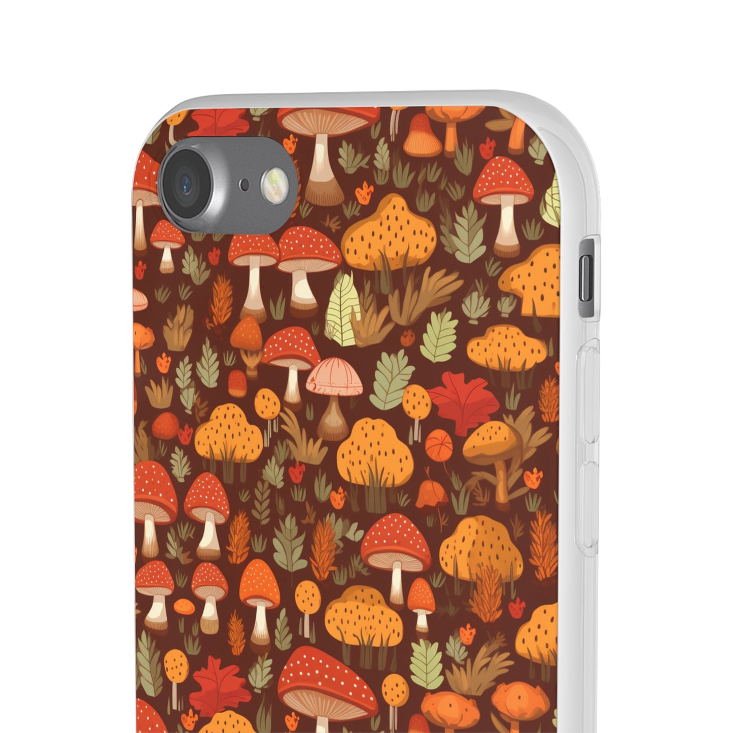 Autumn Spore Wonderland: Enchanting Mushroom and Leaf Designs - Flexible Phone Case