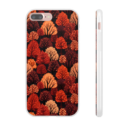 Crimson Forest: Autumn Trees in Vibrant Detail - Flexible Phone Case