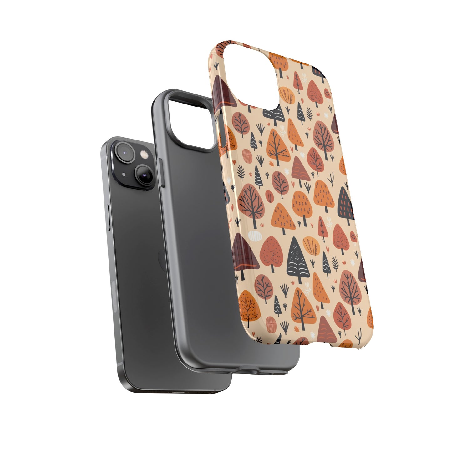 Terracotta Tree Tapestry: A Playful Autumn Mosaic - Tough Phone Case