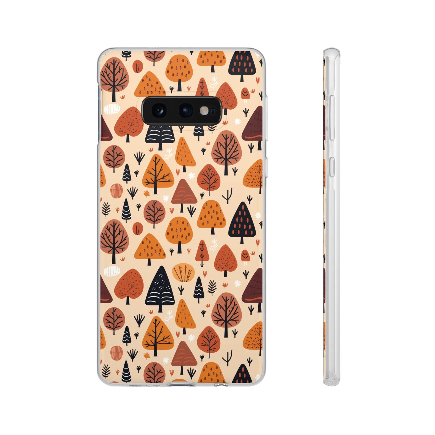 Terracotta Tree Tapestry: A Playful Autumn Mosaic - Flexible Phone Case