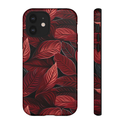 Scarlet Whispers: Lush Autumn Colours in Botanical Bliss - Tough Phone Case