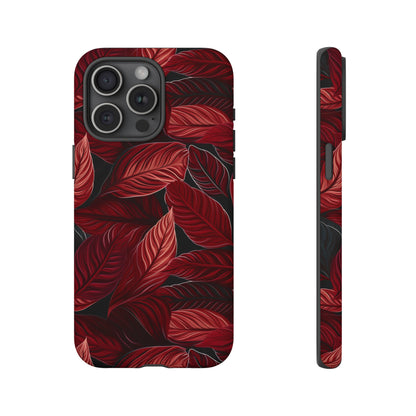 Scarlet Whispers: Lush Autumn Colours in Botanical Bliss - Tough Phone Case