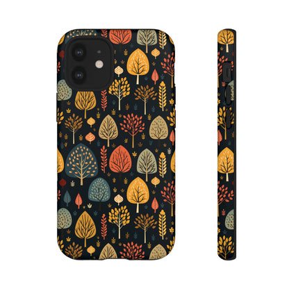 Mid-Century Mosaic: Dappled Leaves and Folk Imagery - Tough Phone Case