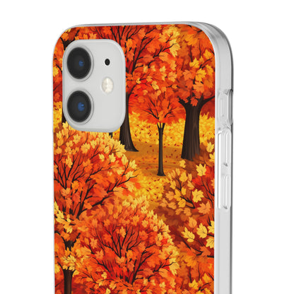 Impasto-Style Woodlands: High-Contrast Autumn Foliage - Flexible Phone Case