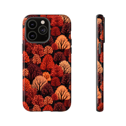 Crimson Forest: Autumn Trees in Vibrant Detail - Tough Phone Case