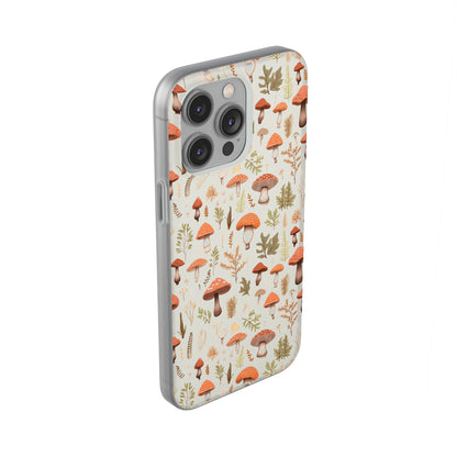 Mushroom Haven - Autumnal Tones Botanical illustration - Flexible Phone Case