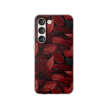 Scarlet Whispers: Lush Autumn Colours in Botanical Bliss - Flexible Phone Case