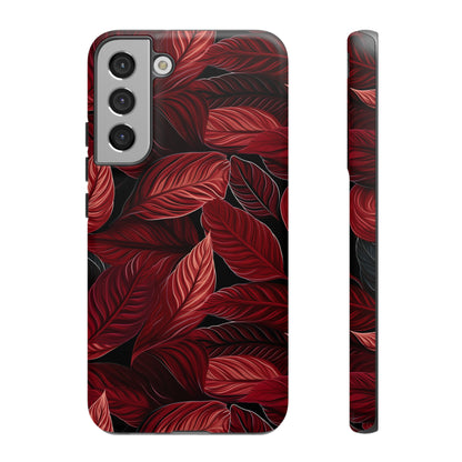 Scarlet Whispers: Lush Autumn Colours in Botanical Bliss - Tough Phone Case