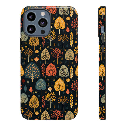 Mid-Century Mosaic: Dappled Leaves and Folk Imagery - Tough Phone Case