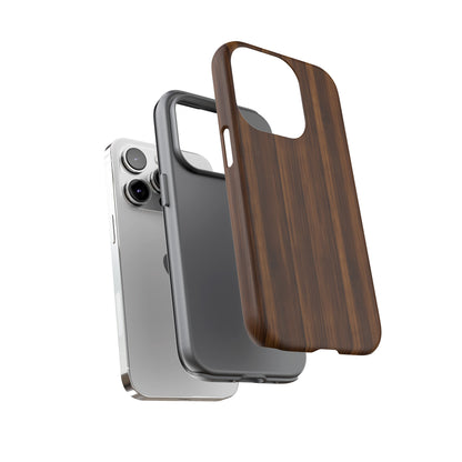 Luxurious Faux Dark Walnut Essence Phone Case - Rich and Refined Natural Wood Design - Tough Cases