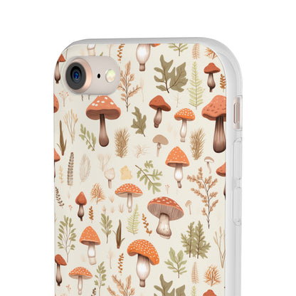 Mushroom Haven - Autumnal Tones Botanical illustration - Flexible Phone Case