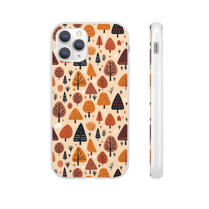 Terracotta Tree Tapestry: A Playful Autumn Mosaic - Flexible Phone Case