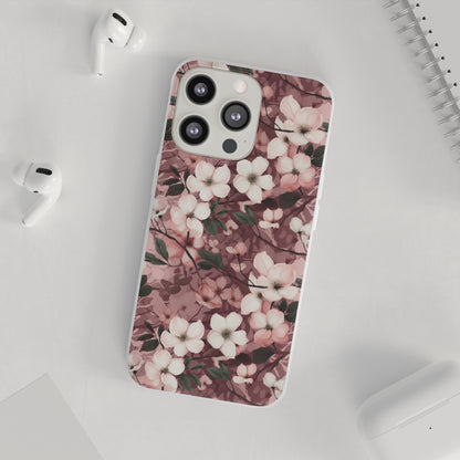 Sparse Dogwood Blossom Phone Case - Elegant Floral Design for Your Smartphone - Flexi Cases Phone Case Pattern Symphony   