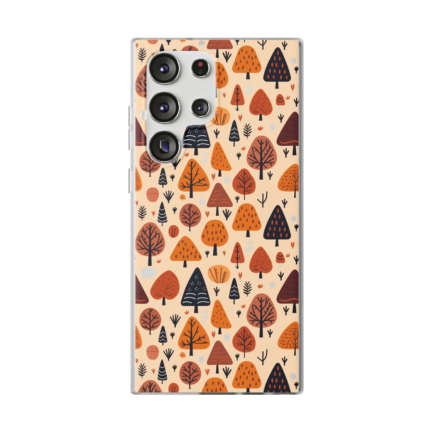 Terracotta Tree Tapestry: A Playful Autumn Mosaic - Flexible Phone Case