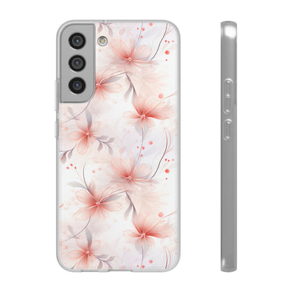 Whispering Petals: Subtle Grey & Pastel Red Gradient Phone Case