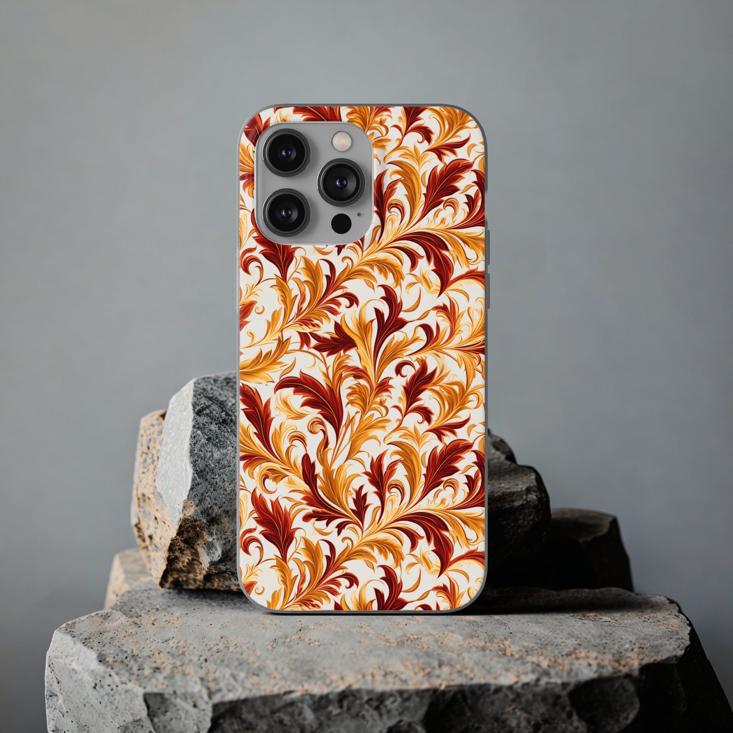 Swirling Autumn: Vortexes of Fall Foliage in Gold and Bronze - Flexible Phone Case